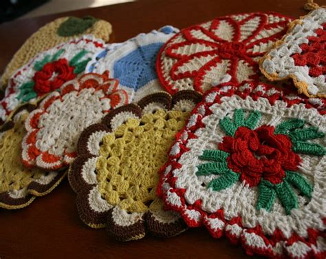 Vintage Crocheted Pot Holders Hot Pads Lot Of Etsy