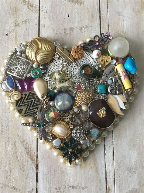 Repurposed Jewelry Heart Manualidades Adornos Manuales Bricolaje De