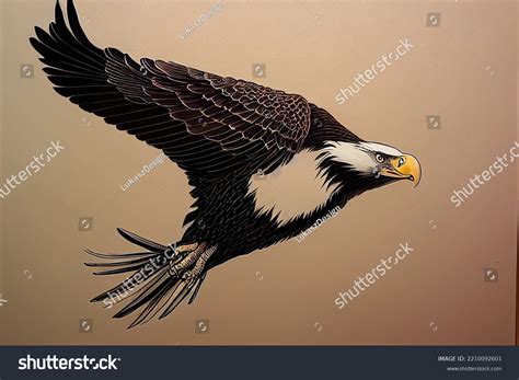 angry bald eagle hand drawn style stock illustration