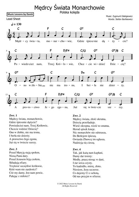 Mędrcy Świata Monarchowie (Polish Christmas Carol) [Lead Sheet] by Traditional - Piano - Digital ...