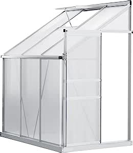 Outsunny X Ft Lean To Wall Polycarbonate Greenhouse Aluminium Walk