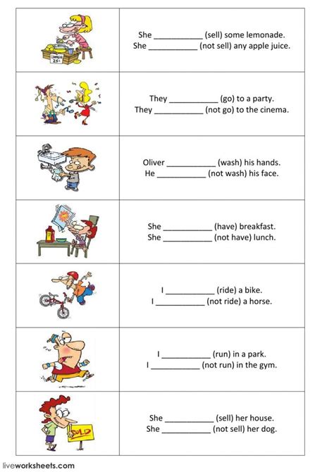 Simple Present Negative Sentences Worksheet