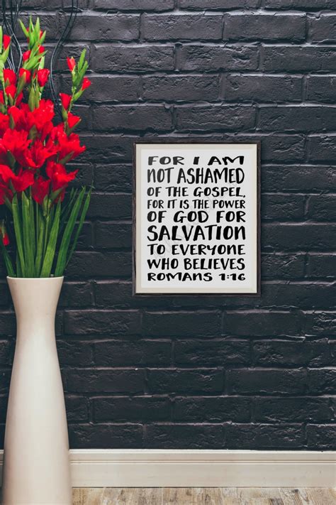 For I Am Not Ashamed Of The Gospel Print Bible Verse Art Etsy