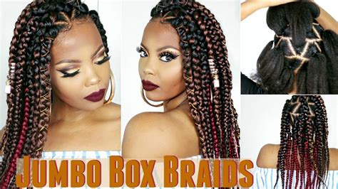 Jumbo Box Braids Tutorial Rubber Band Method Diy Whipped Shea