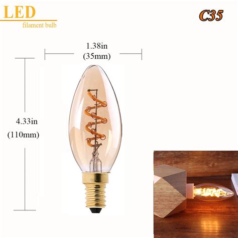 4W Dimmable LED Vintage Lamp E14 E27 Warm Yellow Retro LED Spiral