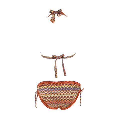 Free Beach Bikini Triangolo Fantasia Con Bordi Crochet Donna Arancio