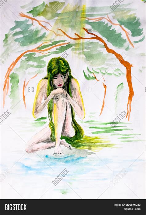 Naked Girl Long Green Image Photo Free Trial Bigstock