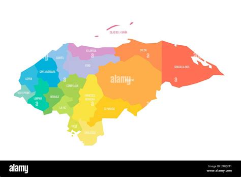 Honduras Mapa político de las divisiones administrativas Imagen Vector