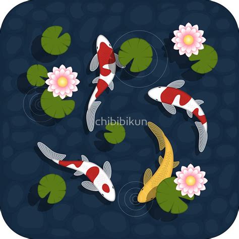 Japanese Koi Fish Pond Sticker By Natalia Linnik Koi Fish Japanese