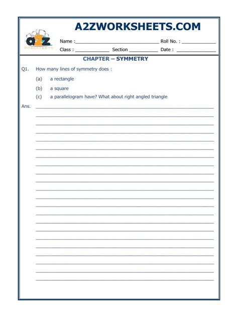 A2Zworksheets:Worksheet of Symmetry-01-Geometry-Maths