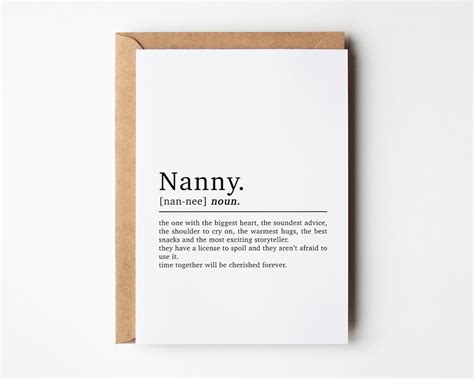 Nanny Definition Birthday Card Birthday Card For Nanny Nanny Birthday