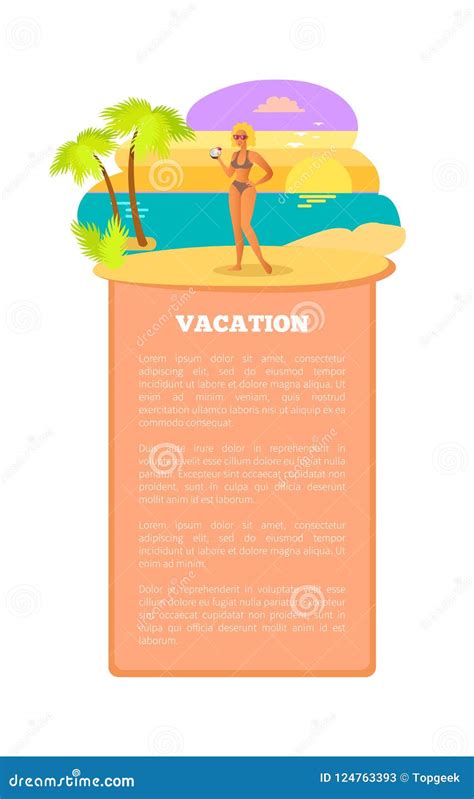 Vacation Hot Summer Poster Tropical Beach Woman Stock Vector Illustration Of Beach Banner