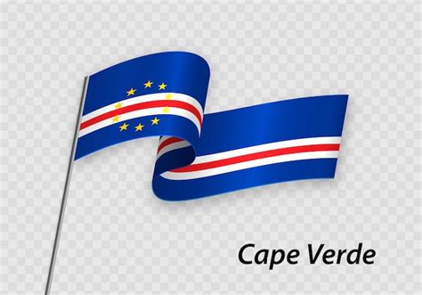 Bandeira De Cabo Verde No Mastro Da Bandeira Modelo Para O Dia Da