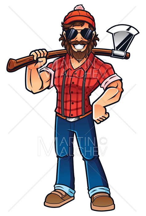 Lumberjack On White Vector Illustration Lumberman Woodcutter