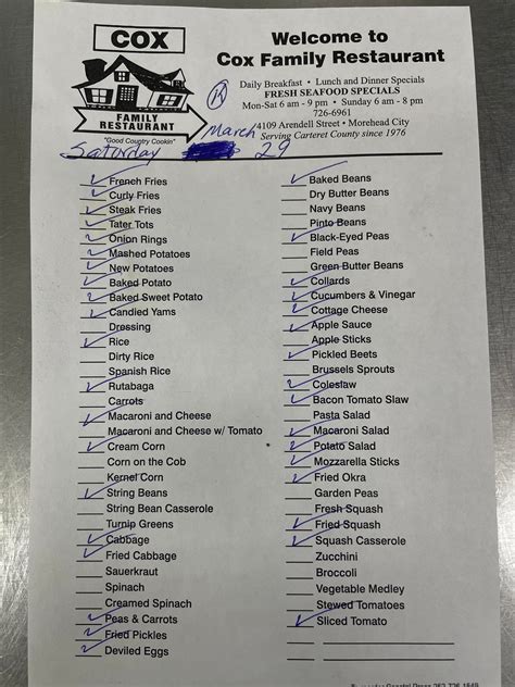 Cox Family Restaurant | Morehead City NC