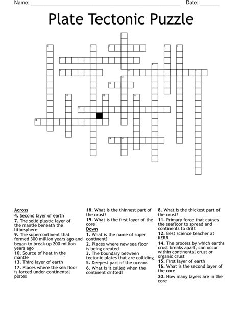 Plate Tectonics Crossword Puzzle Answer Key Form Fill Out And Sign Hot Sex Picture