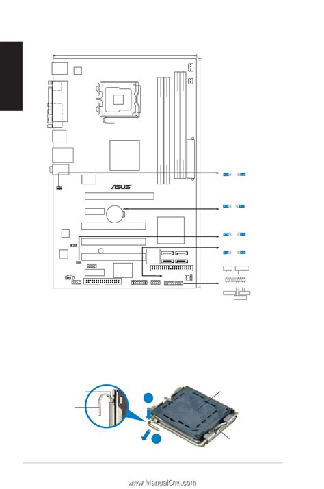 Schéma de la Carte Mère, Installation du Processeur | Asus P5PL2 ...