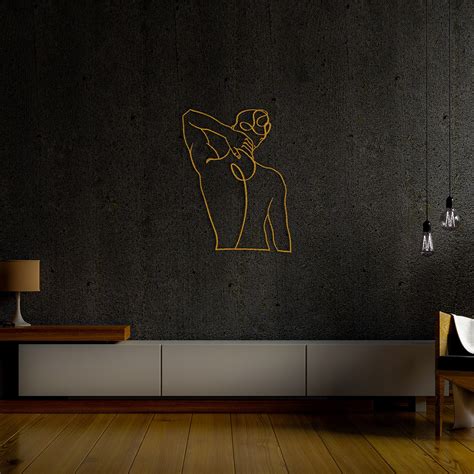 Naked Man Metal Wall Art Modern Masculine Metal Line Art Man Etsy