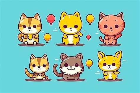 Premium Ai Image Cute And Funny Cats Set Cartoon Cat Or Kitten