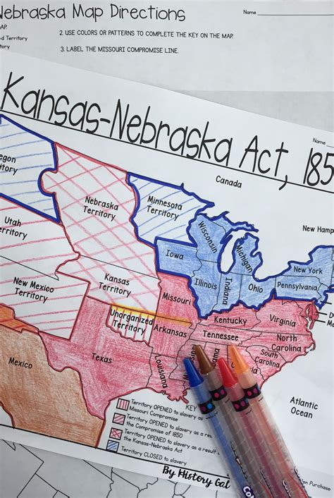 Kansas Nebraska Act Map Activity - Use this 4 page activity with your