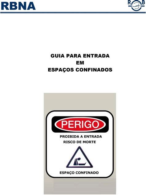 RBNA GUIA PARA ENTRADA EM ESPAÇOS CONFINADOS PDF Download grátis