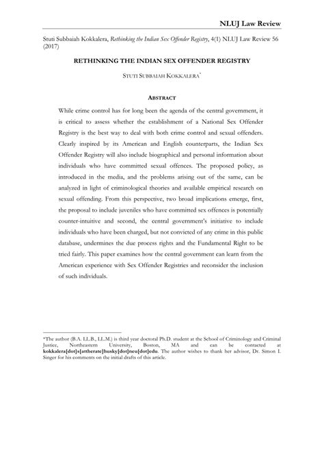 Pdf Rethinking The Indian Sex Offender Registry