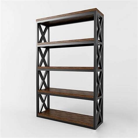 Металлический книжный стеллаж в стиле Лофт (полки дуб) R49-192
