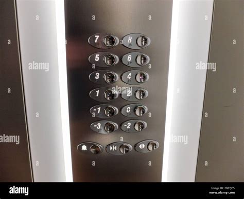 Buttons With Floors Numbers In An Elevator Lift Stock Photo Alamy