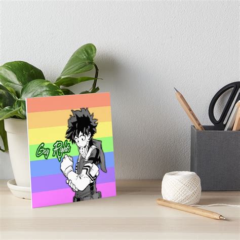 My Hero Academia Deku Gay Pride Flag Art Board Print By Queerwriter Redbubble