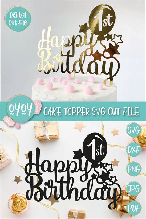 Happy 1st Birthday Cake Topper Svg 1050894