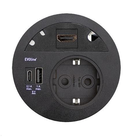 EVOline Circle80 Einbausteckdose USB A C Blende HDMI