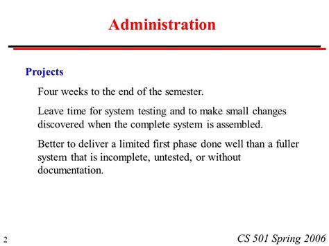 1 CS 501 Spring 2006 CS 501: Software Engineering Lecture 20 ...