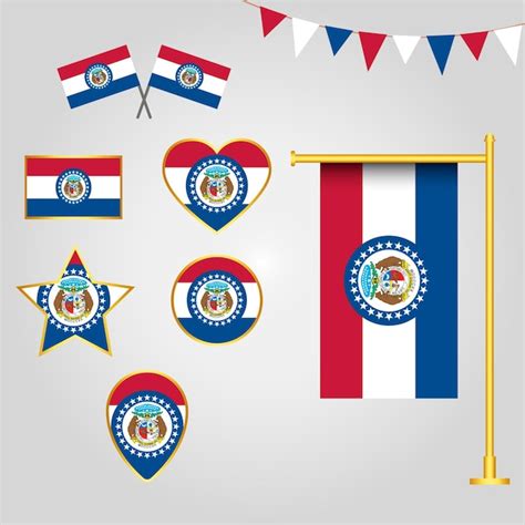 Colecci N De Banderas De Emblemas E Conos Del Estado De Missouri De