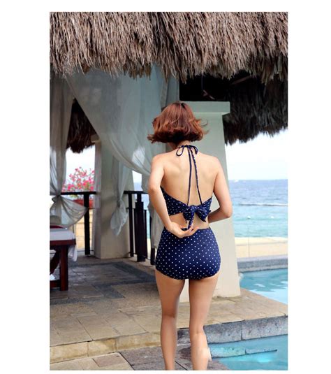 Blue Lagoon Polka Dot High Waist Bikini YesStyle