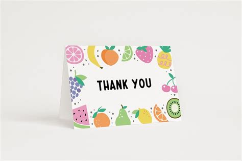 Editable Twotti Frutti Thank You Card, Tutti Frutti Folded Thank You