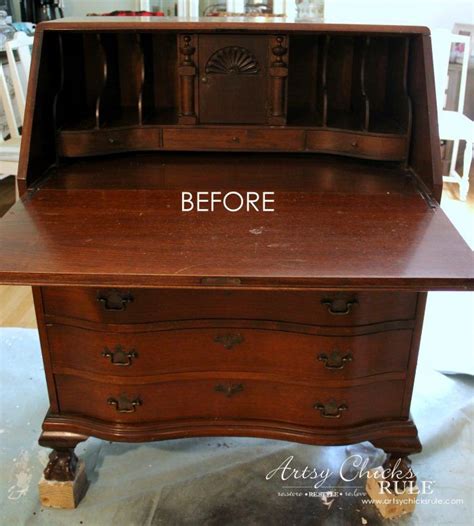 Secretary Desk Makeover W Duck Egg Blue 3 Colored Waxes Chalk Paint