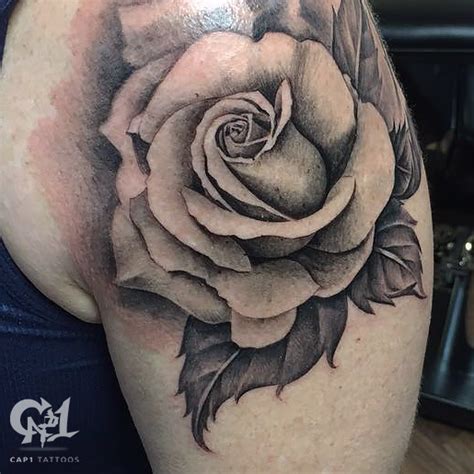 Black And Gray Rose Tattoo By Capone Tattoonow