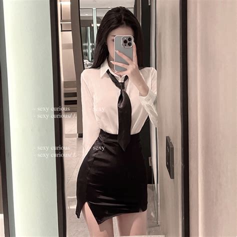 Jual B Sexy Lingerie Seragam Kantor Sekretaris Kostum Cosplay Set Kostum Dengan Dasi