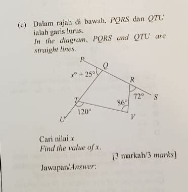 Solved C Dalam Rajah Di Bawah Pqrs Dan Qtu Ialah Garis Lurus In