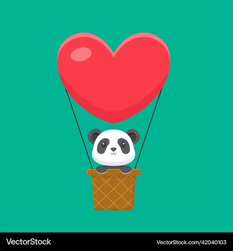 Cute Panda Hot Air Balloon Cartoon Royalty Free Vector Image