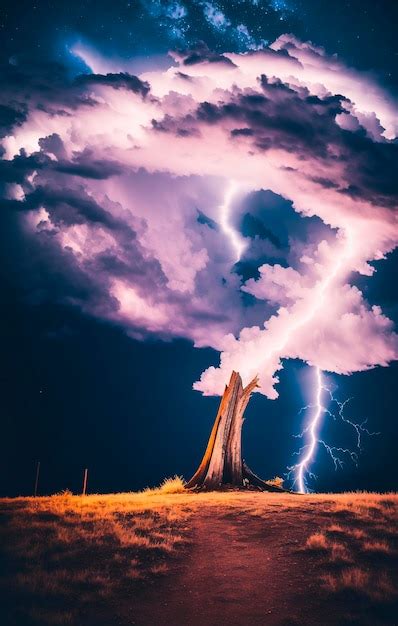 Premium AI Image | Thunderstorm lightning in the night sky