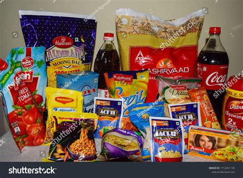 assorted fmcg grocery products display