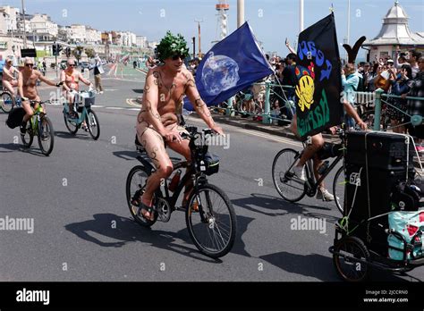 Kings Parade City Of Brighton And Hove East Sussex UK Brighton Naked Bike Ride 2022 Along