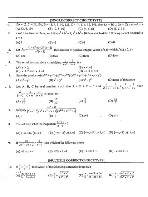 Inequality And Basic Identities Dpp Class 11th Pdf