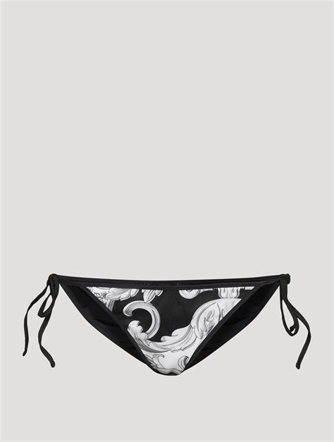 VERSACE Reversible Bikini Bottom In Silver Baroque Print Holt Renfrew