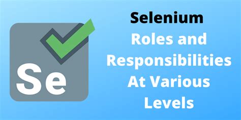 Selenium Roles And Responsibilities At Various Levels Selenium Tester