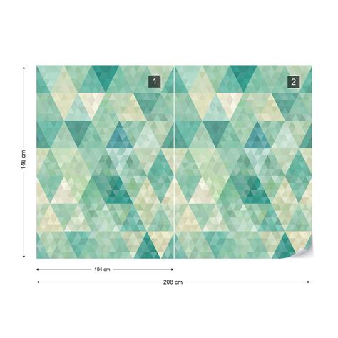 Fotobehang Vlies Behang Turquoise Driehoeken Geometrie X