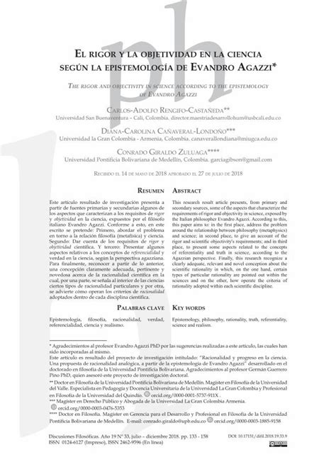 PDF el rigor y la objetiViDaD ciencia la epistemología De