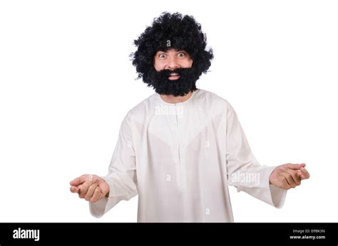 Hairy funny man isolated on the white Stock Photo - Alamy