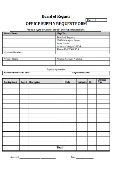 Supply Requisition Template